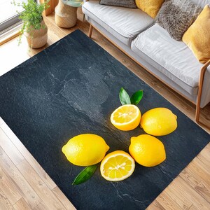 Lemon Rug, Kitchen Floor Mat, Lemon Slice Art, Vibrant Home Accent, Food Inspired, Juicy Fruit Design Rug, Stylish Kitchen, Dining Room Rug