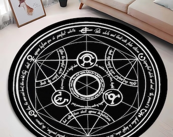 Black White Fullmetal Alchemist Transmutation, Cool Japanese Anime Manga, FMA, Carpet Room, Doormat, Decor Carpet, Fullmetal, Alchemist