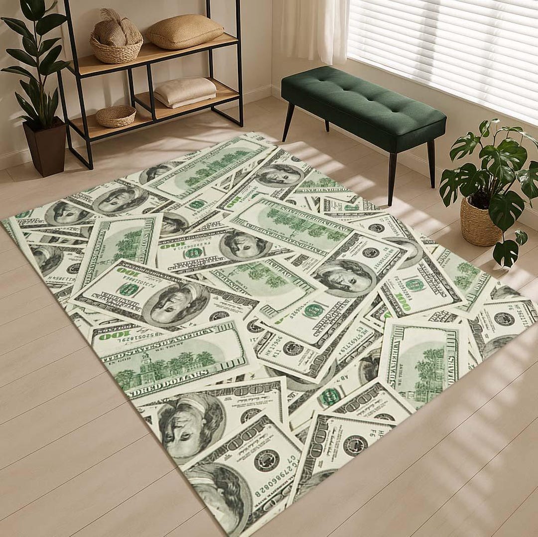 Hundred Dollar Bill Rug, Money Carpet, Statement Decor Piece for Modern ...