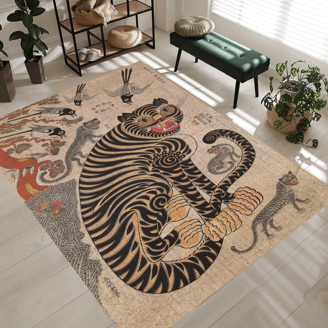 Traditional Korean Rug Korean Art, Asian Art, Korean Painting, Japanese Tiger Painting, Tiger ...