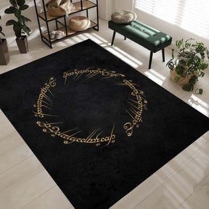 Alfombra de El Señor de los Anillos, Alfombra con el mapa de la Tierra Media, Decoración de temática fantástica, Alfombra inspirada en Tolkien, Recuerdos de películas, Diseño del mapa de Mordor
