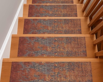 Tappeto per gradini a zig-zag, coprigradino moderno color crema, arredamento minimalista, tappetino per scale da interno, tappeto per scale neutro, tappeto per scale in stile scandinavo