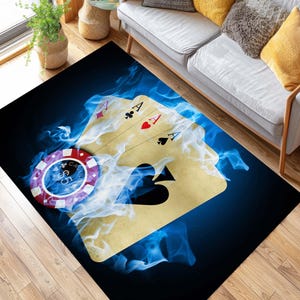 Poker-Themen-Teppich, Kasino-Spielraum-Dekor, Spielkarten, Texas Hold'em-Teppich, Ace-Karten-Design-Teppich, Glücksspiel-Dekor-Geschenk, cooler Mannhöhlen-Teppich
