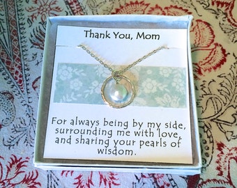 Mother Necklace - Sentimental Jewelry Gift - Christmas Gift for Mom -  Jewelry Gift for Mom  -  Family Jewelry - Silver and Pearl Necklace