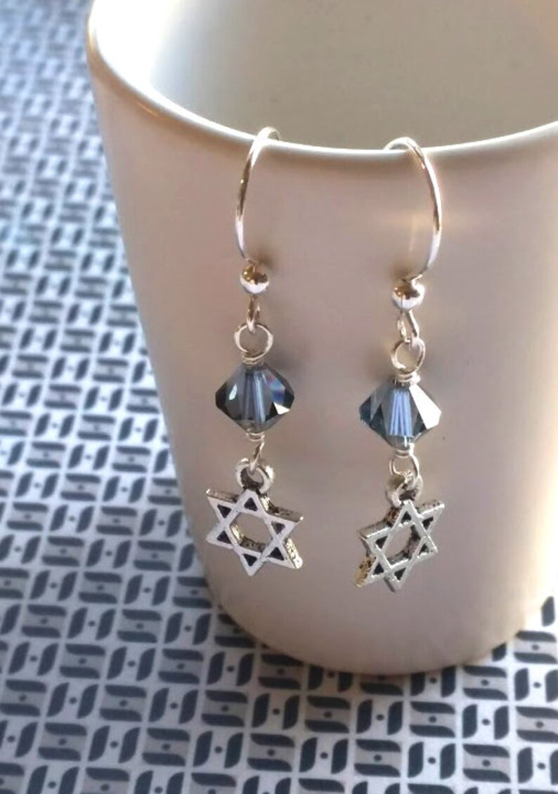 Hanukkah Earrings Hanukkah Gift Gift for Her Silver Star of David Earrings Star of David Jewelry Jewish Jewelry image 8