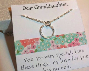 Silver Granddaughter Necklace - Sentimental Jewelry - Christmas Gift for Granddaughter - Family Jewelry - Gift from Grandma