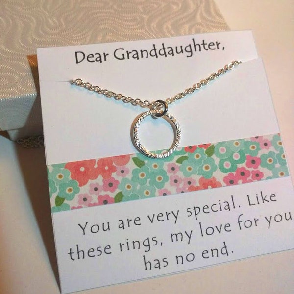 Silver Granddaughter Necklace - Sentimental Jewelry - Christmas Gift for Granddaughter - Family Jewelry - Gift from Grandma