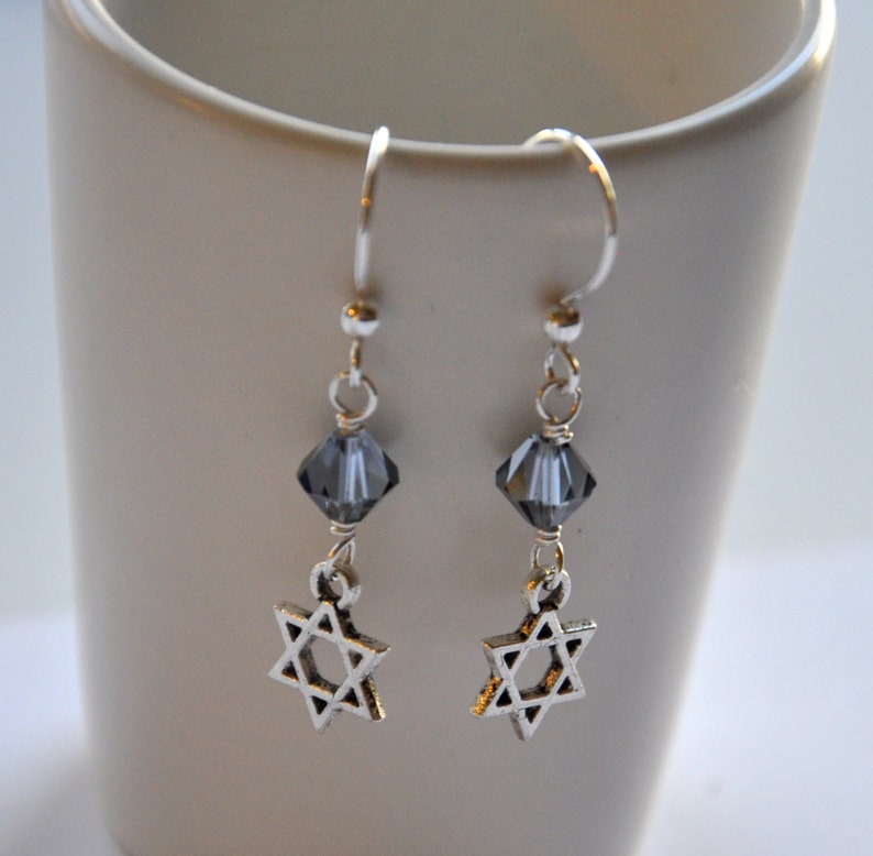 Hanukkah Earrings Hanukkah Gift Gift for Her Silver Star of David Earrings Star of David Jewelry Jewish Jewelry image 1