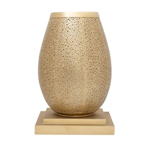 Handmade Brass Moroccan Table Lamp: Perforated Boho Accent Light