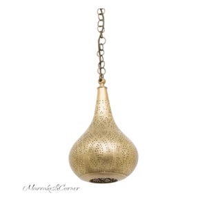 Antique Hanging Brass Lamp, Comes Pre-Wired, Bulb Included, Moroccan-Inspired Design – Ideal For Home & Business Decoration