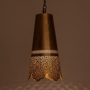 Handcrafted Moroccan Brass Pendant Light - Vintage Filigree Hanging Lamp for Boho & Traditional Décor