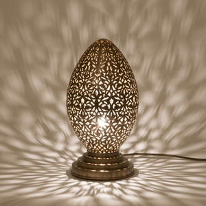 Handmade Moroccan Table Lamp: Brass Lantern with Intricate Design