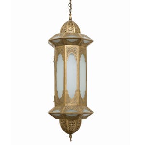 Handcrafted Moroccan Brass Lantern – Pendant Oriental Table Lamp, Ambient Light for Living Room Decor