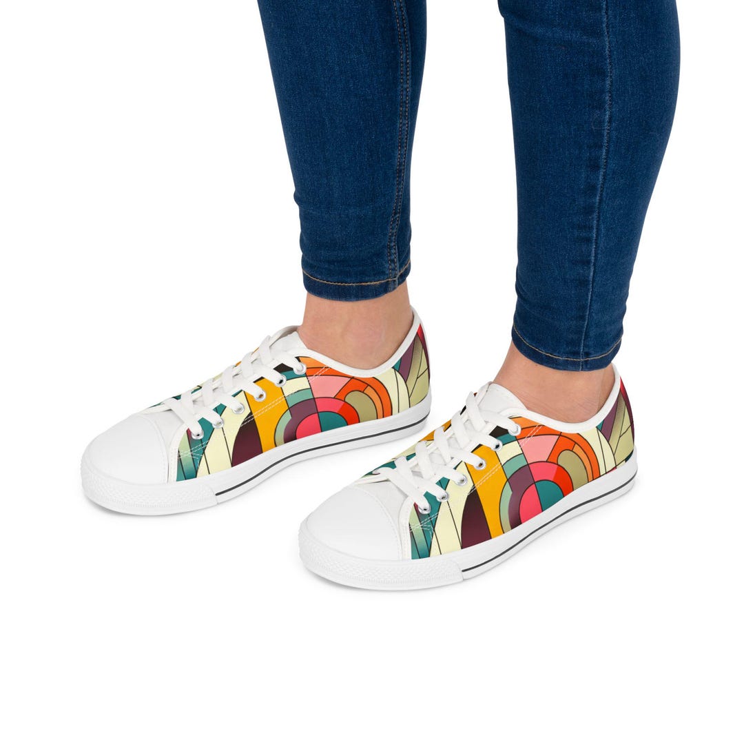 Fun Color Shoes Colorful Art Women's Low Top Sneakers, Rainbow Shoes, Bright Sneaker ...