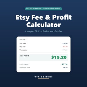 Etsy Fee & Profit Calculator | Pricing Markup Spreadsheet for Sellers | Google Sheets Excel | Small Business