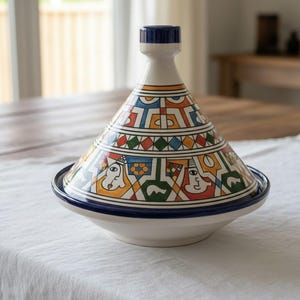 Decorative Moroccan Tagine Serving Dish | Handmade Ceramic Pottery | Lead-Free Kitchenware Gift