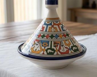 Decorative Moroccan Tagine Serving Dish | Handmade Ceramic Pottery | Lead-Free Kitchenware Gift