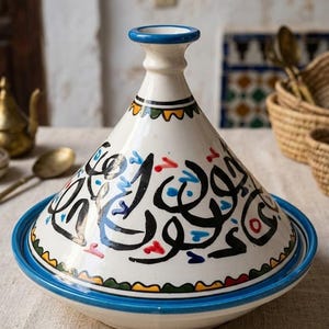 Ceramic Tagine Pot | Handmade Moroccan Decor & Artistic Serving Dish Gift