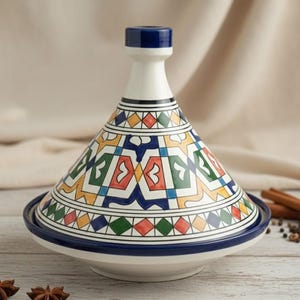 Moroccan Ceramic Tagine, Handmade Pottery Tajine for serving and decorating, Traditional Moroccan pattern tagine, perfect gift for your wife