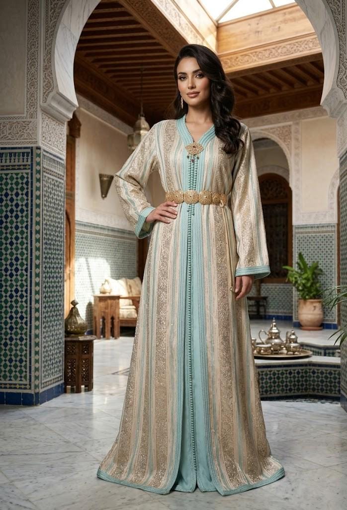 White and Gold Moroccan Kaftan - Etsy White and Gold Moroccan Kaftan - Etsy