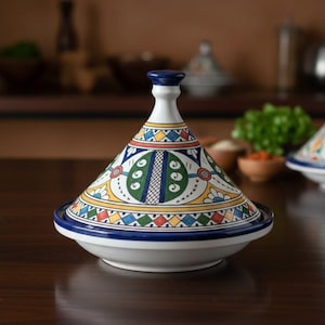 Tajín de cerámica marroquí, perfecto para servir y decorar, olla de cerámica hecha a mano, regalo para amantes de la cocina, tajín bereber, entrega rápida y gratuita.
