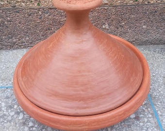 Kochtopf aus Terrakotta, marokkanischer unglasierter Ton-Tajine-Topf mit Deckel, irdener Tajine zum Kochen und Servieren gesunder Gerichte, unglasierter Ton-Tajine, Geschenkidee