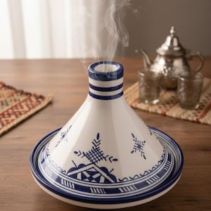 Hand Painted Ceramic Tagine - Artisan Serving & Decorative Piece for Food Lovers