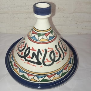 Handmade Moroccan Ceramic Tagine, Arabic Calligraphy Design TAJINE Traditional Serving Dish, Tagine-Hand Painted Moroccan Serving Plate