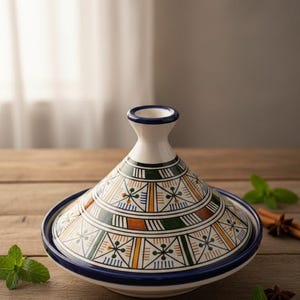 Tajine in ceramica dipinta a mano con intricati motivi marocchini, Tajine in ceramica, pentola in ceramica fatta a mano, design unico, regalo per tua moglie