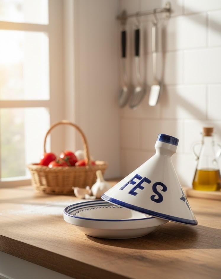 Moroccan Handmade Ceramic Tagine | Decorative Tajine Kitchenware | Lead-Free Berber Design Serving Plate