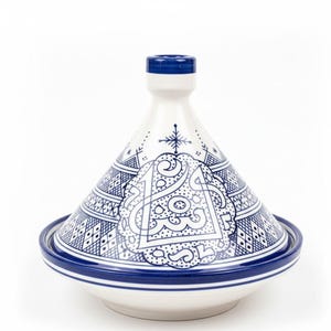 Tajín marroquí de cerámica hecho a mano con tapa – Plato decorativo para servir, Tajín de cerámica artesanal, regalo