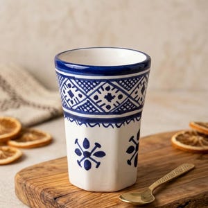 Set of 2 Moroccan ceramic cup: ceramic glass 100% handmade, Blue Mug, traditional pottery Tea Cup, gift for coffe lovers