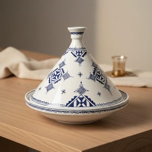 Handmade Clay Tagine | Hand Painted Pottery Tajine for Moroccan Cuisine & Serving