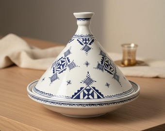 Handmade Clay Tagine | Hand Painted Pottery Tagine for Moroccan Cuisine & Serving