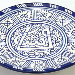 Platos de cerámica marroquí hechos a mano, platos para servir únicos para la decoración del hogar, colección de vajilla de cerámica artesanal, plato de cena marroquí, regalo de Fez