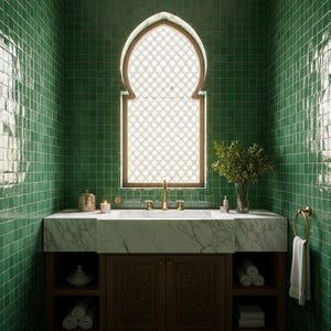 Marokkaanse Zellige tegels in groen 10x10 cm: authentieke handgemaakte geglazuurde tegels voor interieurdesign. Minimale afname: 10 stuks/tegels, mozaïektegels.