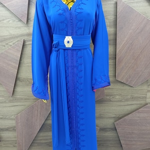 Moroccan Blue Kaftan, Bride Caftan, Handcrafted caftan Nikah Embroidery, Personalized kaftan, Moroccan Caftan Wedding Dress, islamic clothes