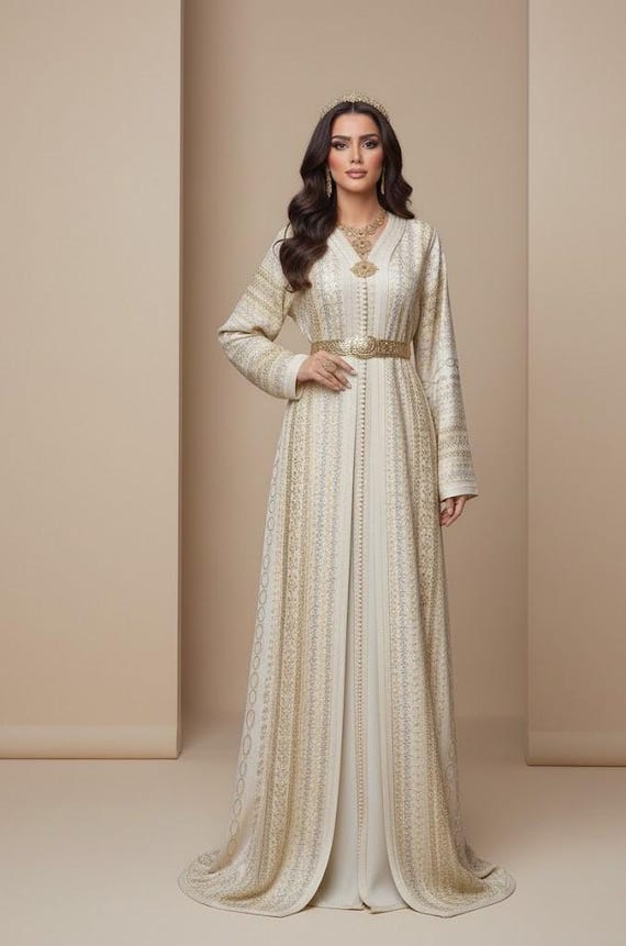 white and gold eid dress Luxury Moroccan Caftan & | Handmade Takchita | Wedding, Bridal, Engagement, Traditional Dress Luxury Solid Teak Wood Carving Dressing Table