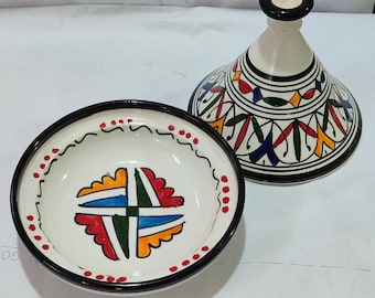 Artisan Handmade Ceramic Tagine - Hand Painted Serving Dish & Decorative Gift for Food Lovers