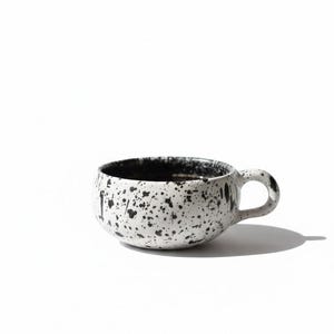 Black Speckled Ceramic Mugs: Handmade Modern Tea Coffee Cup, Black Spots Coffee Mugs, Earthy Pottery, Christmas Gift Ideas