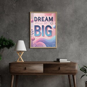 Wandkunst, Dream Big Wall Art - Motivationszitat auf Leinwand - Inspirierende Wohnkultur für Wohnzimmer, Schlafzimmer, Büro