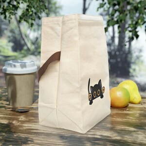 Cat Design canvas lunchtas: milieuvriendelijke draagtas met riem afbeelding 5