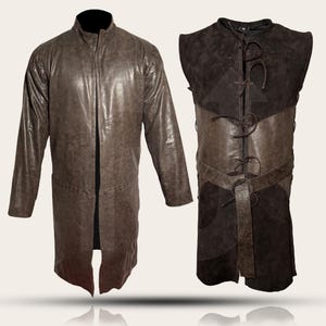 Handmade Lordz of Ring Leather Cosplay Set - Ancient King Aragonz Outift Gift for Halloween LOTRs - Aragornz Full Costume Duster and Vest