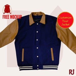 Chaqueta de béisbol personalizada para hombre con parches de chenilla personalizados, chaqueta de béisbol personalizada con letras de escuela secundaria, chaqueta universitaria con cuello Byron