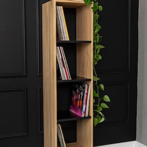 Schallplattenständer und Plattenspielerschrank aus Holz, Schallplattenaufbewahrung, Schallplattenregal