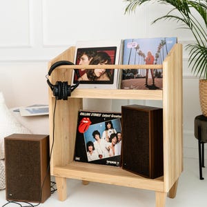 Schallplattenständer und Plattenspielerschrank aus Holz, Schallplattenaufbewahrung, Schallplattenregal