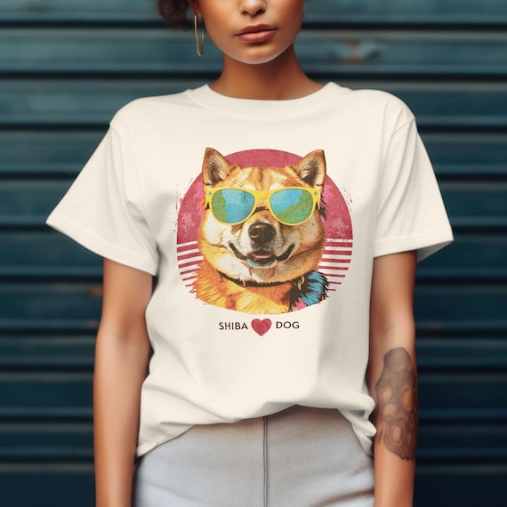 Cool Shiba Inu T-Shirt, Retro Sunglasses Dog Tee, Japanese Dog Lover Gift, Kawaii Shiba Shirt, Unisex Graphic Tee, Shiba Shirt, Dog Shirt