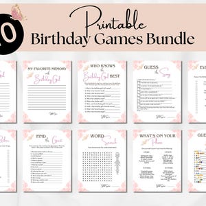 Juegos de cumpleaños para ella Juegos de fiesta de cumpleaños para adultos, imprimibles Quién conoce mejor a la cumpleañera, paquete de juegos de cumpleaños, tarjetas de deseos de cumpleaños