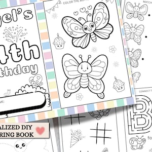 Editable Butterfly Birthday Placemat: Personalized Coloring Page (Canva Template)