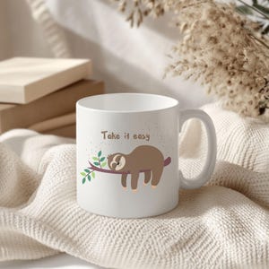 Lustige Tasse | Keramik Tasse | Tasse Faultier | Geschenk Kollege oder Kollegin | Geschenk Chef | Lustiger Kaffeebecher | Kaffeetasse Büro